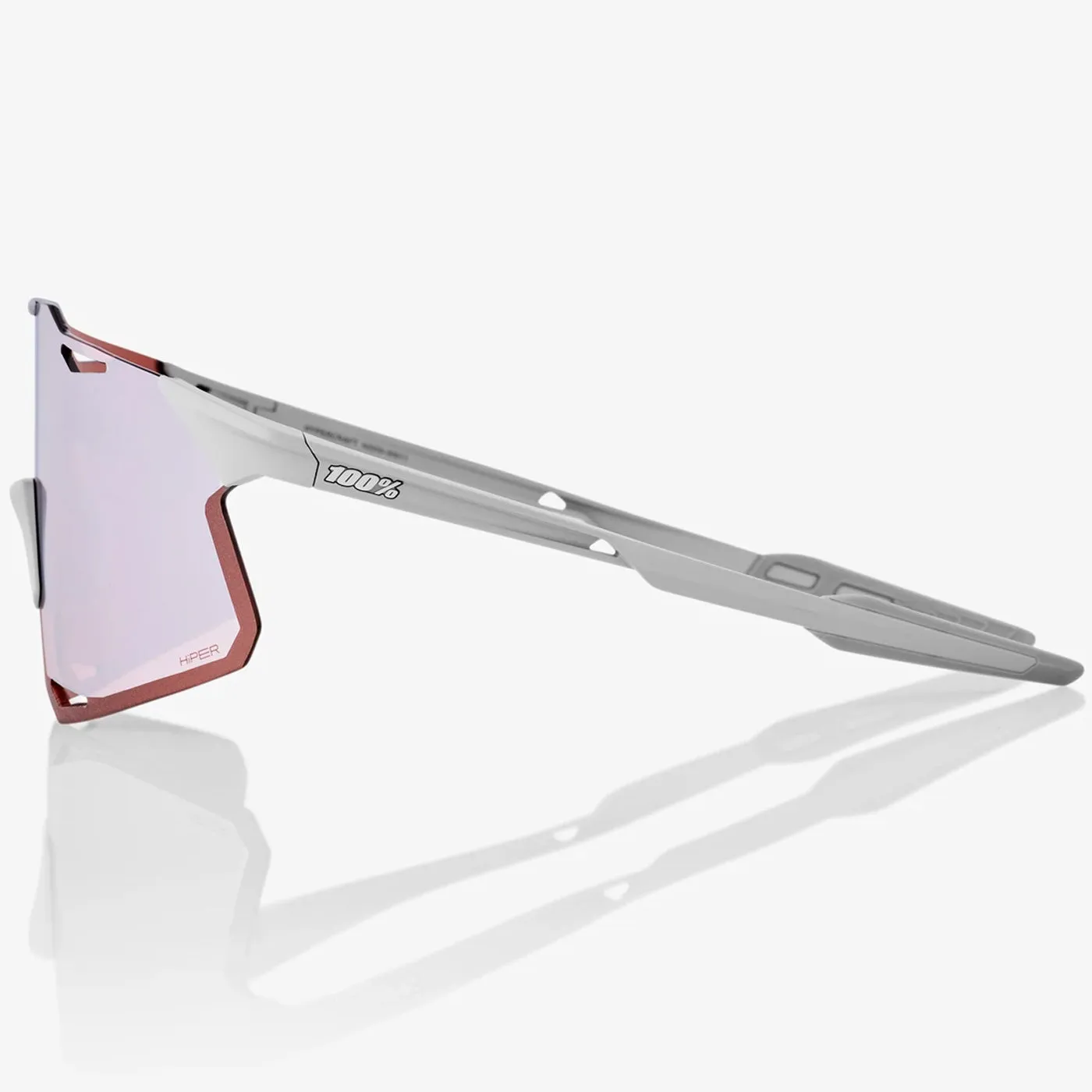 100% Hypercraft sunglasses - Matte Stone Grey HiPER Crimson Silver Mirror