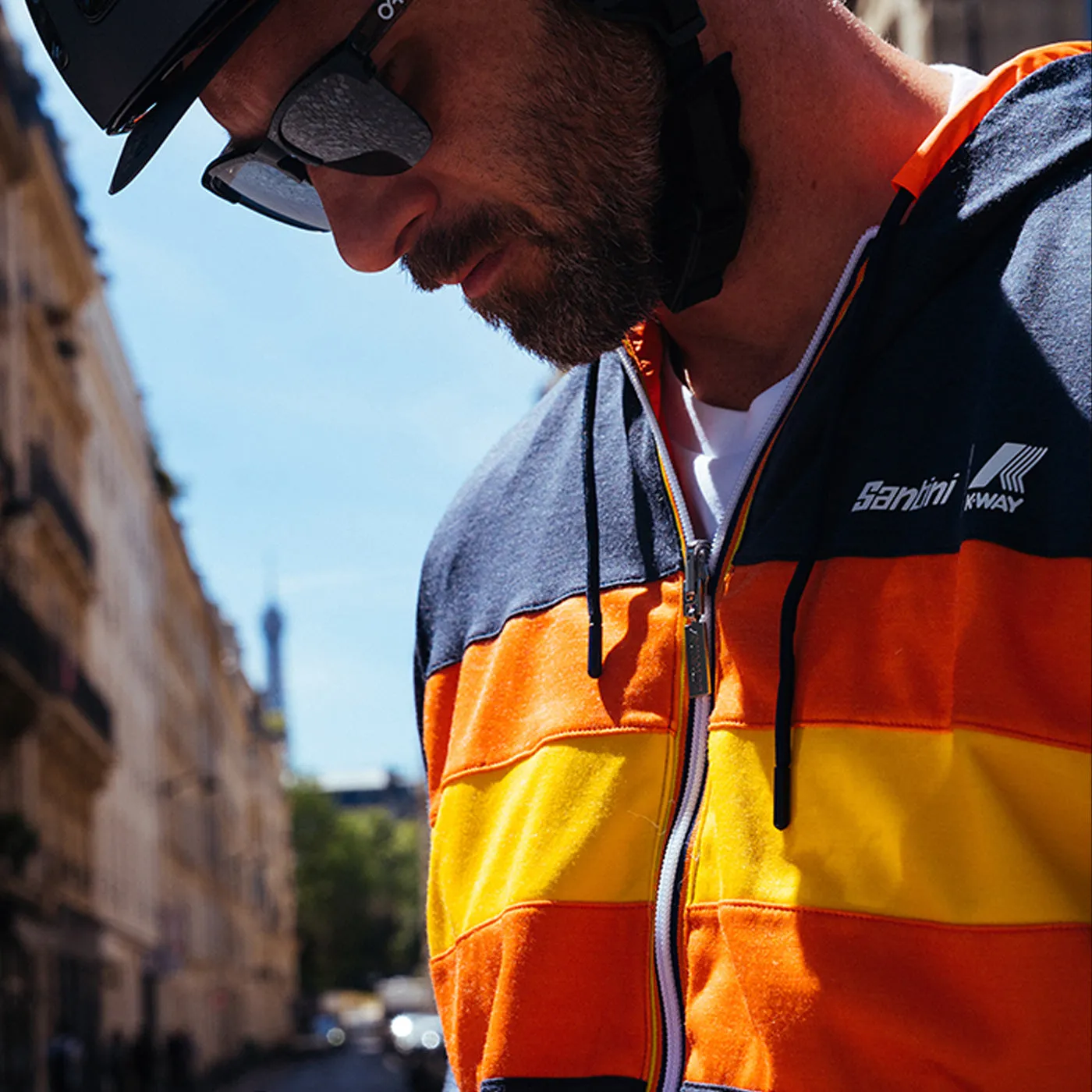 Santini x K-WAY reversible windproof jacket - Blue