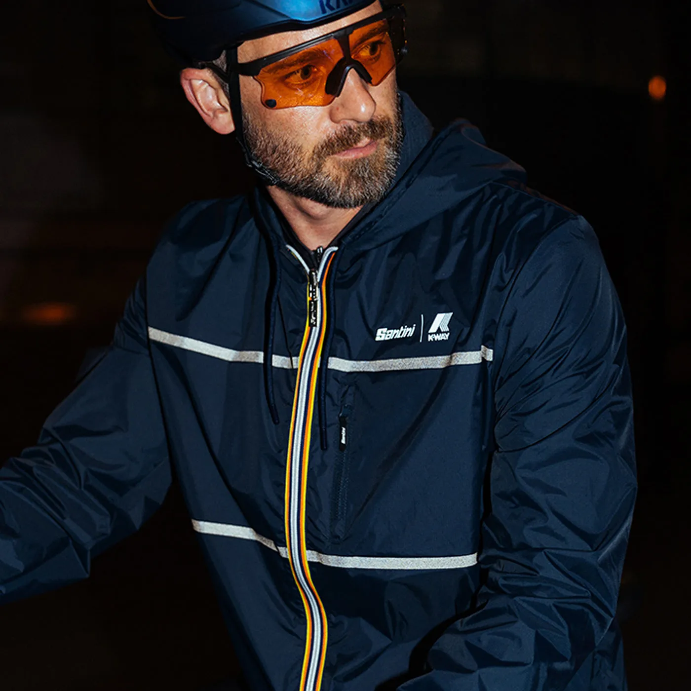 Santini x K-WAY reversible windproof jacket - Blue