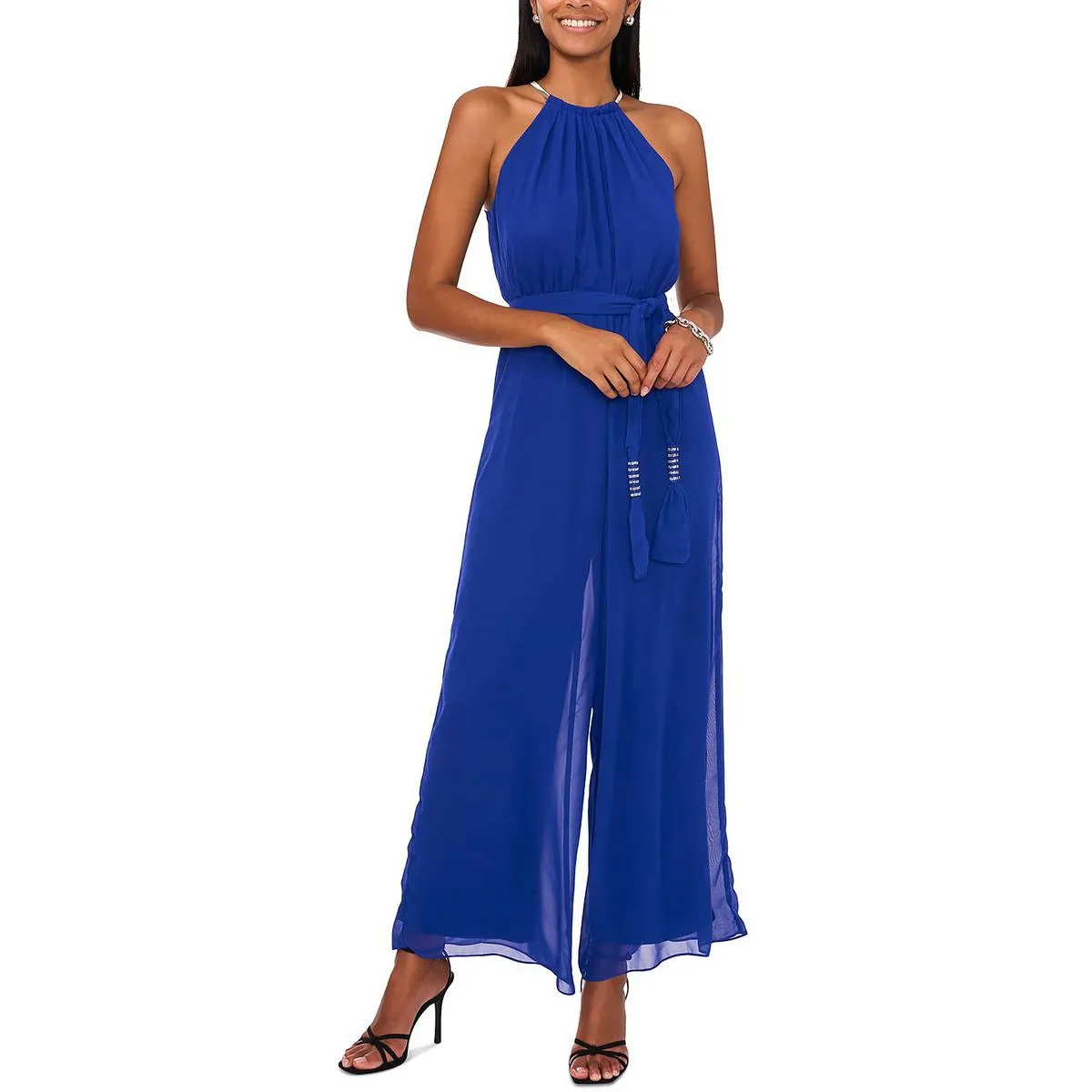 Womens Chiffon Rhinestone Jumpsuit